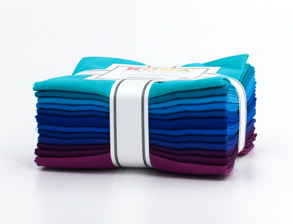 Kona Cotton Solids Fat Quarter Stoffpaket - Peacock